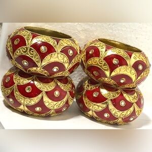 Luxurious Gold and Red Bangles set of 6